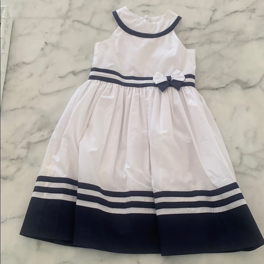 Sarah Louise England White & Navy girls dress